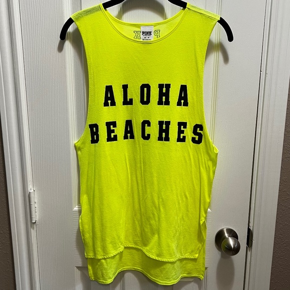 PINK Victoria's Secret Tops - PINK Victoria's Secret Neon Yellow Muscle Shirt Tank